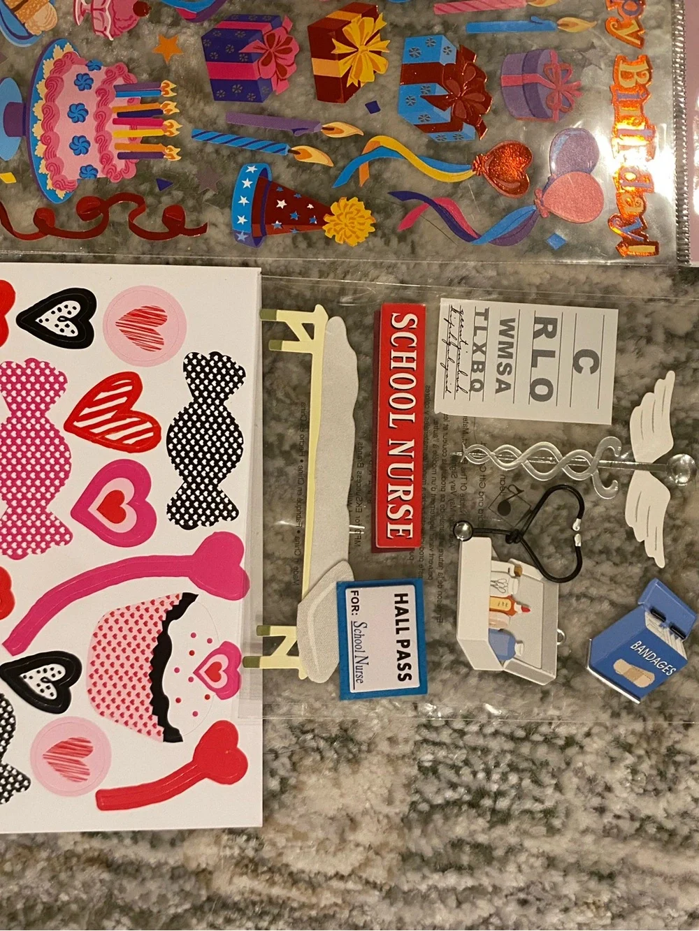 Pink & Multicolor Birthday Sticker Sheet plus nurse sticker sheet